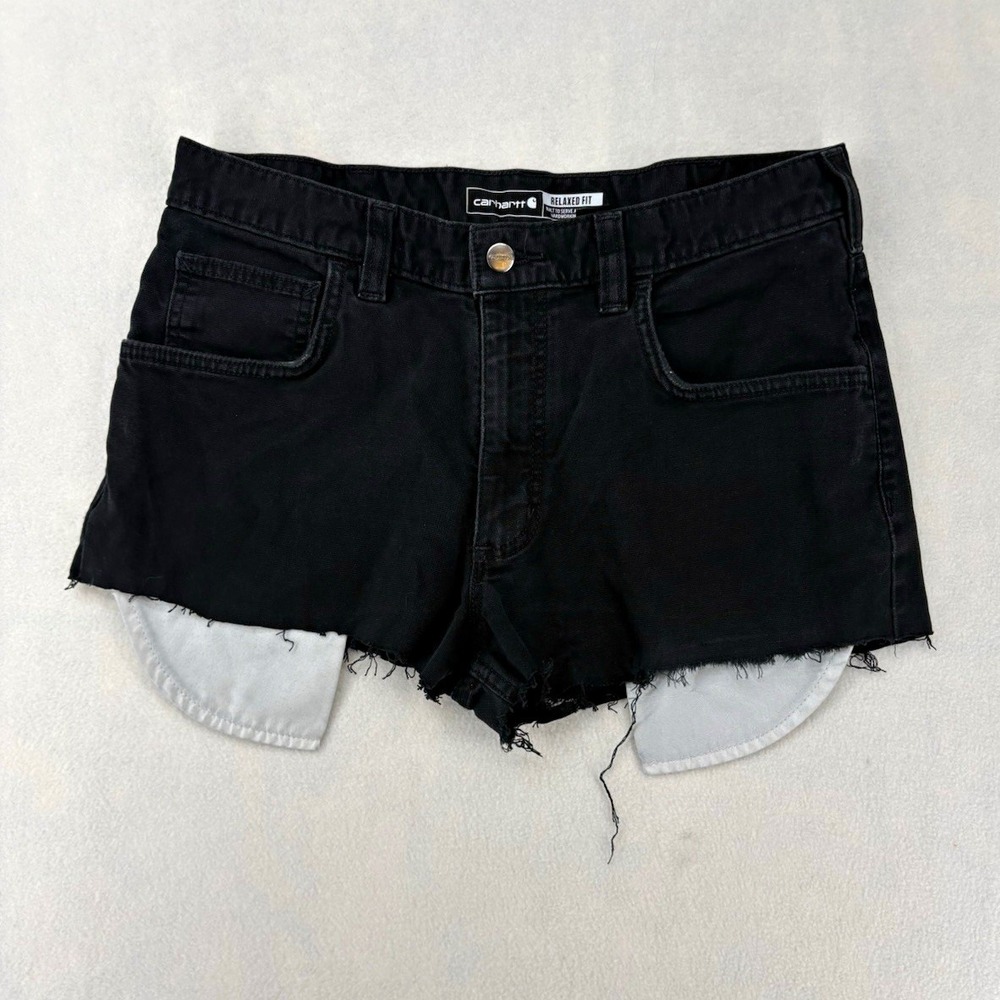 Carhartt Rugged Flex Relaxed Fit Black Canvas Cotton Blend Shorts Men's 33x30